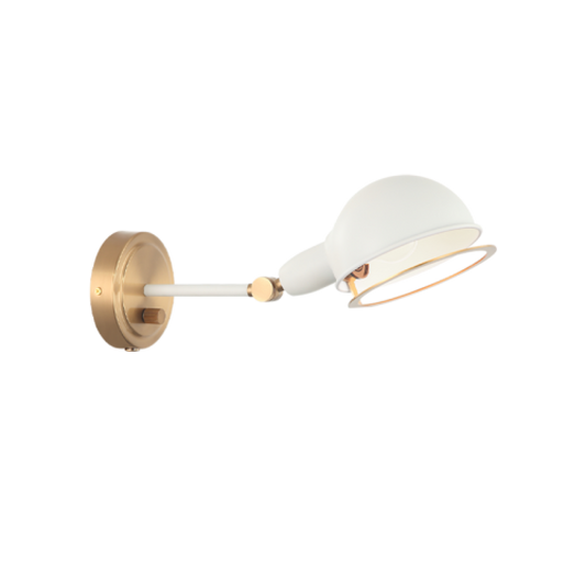 Matteo Lighting Blare Wall Sconce in Aged Gold Brass + White, 6"W (S00711AGWH)