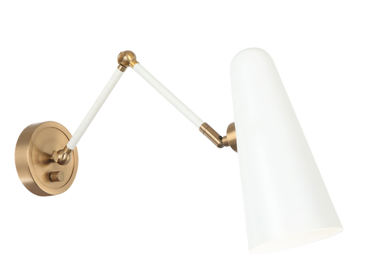 Matteo Lighting Blink Swing Arm Wall Sconce in White, 5"W (S05221WH)