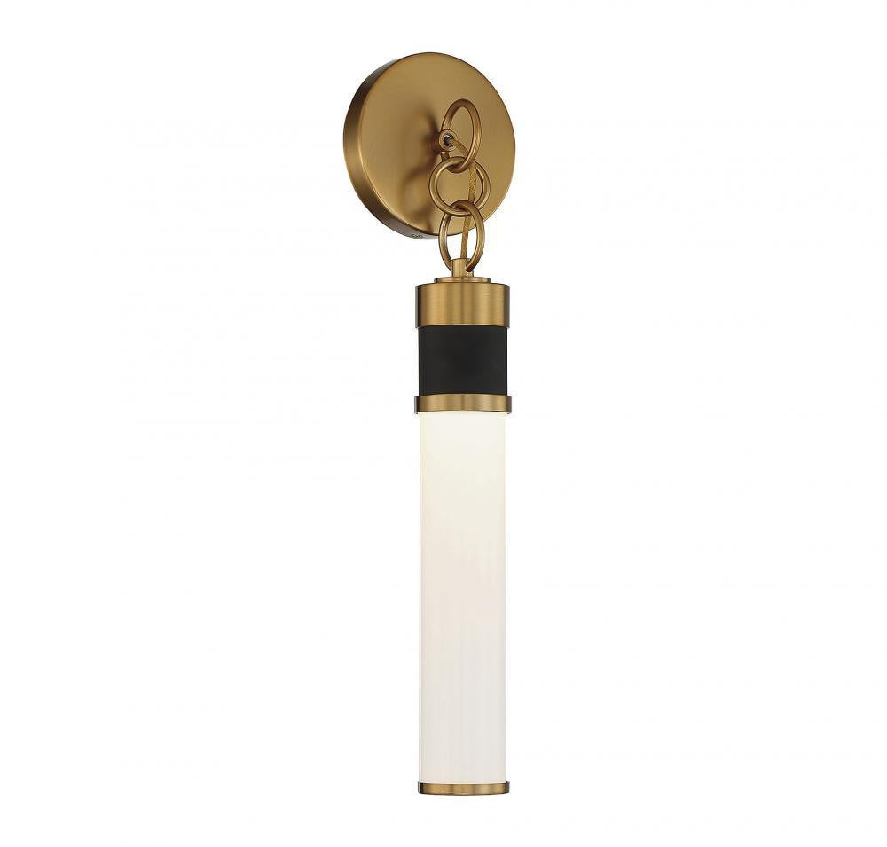 Savoy House Abel LED Wall Sconce Matte Black with Warm Brass Accents