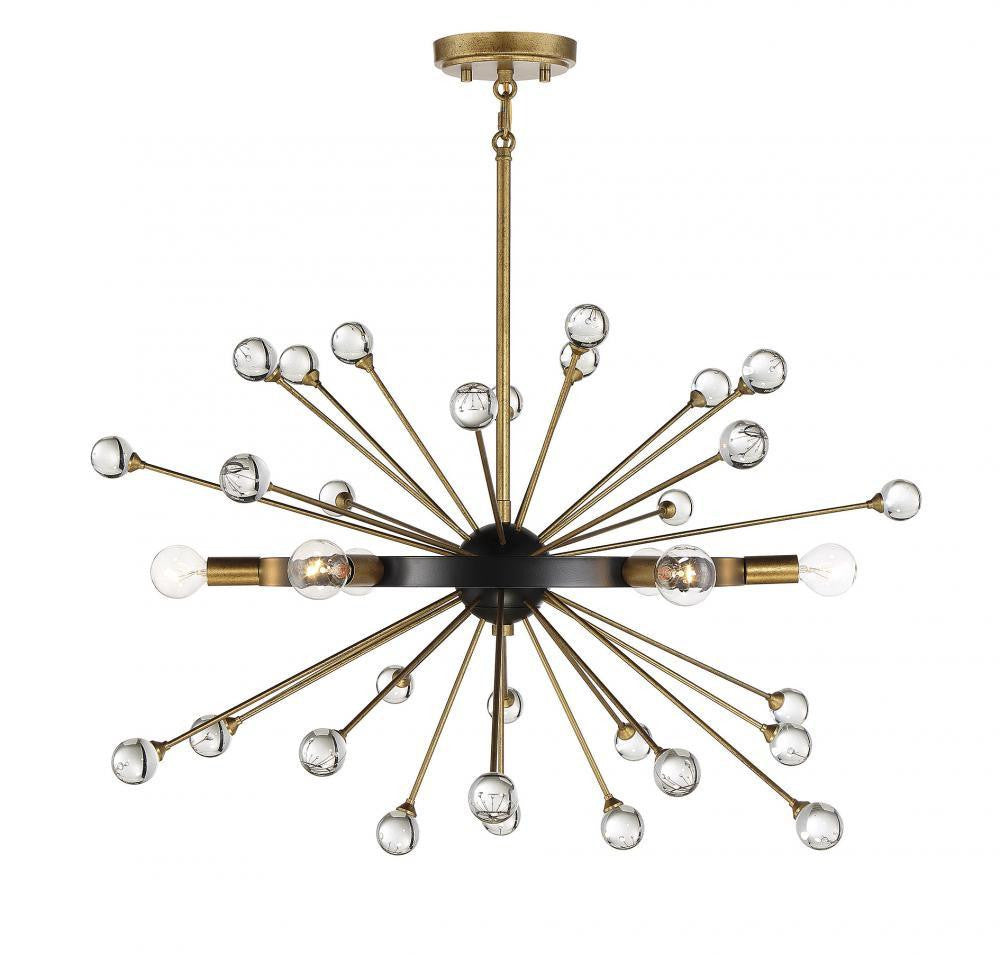 Savoy House Ariel 6-Light 25-in Chandelier Como Black with Gold