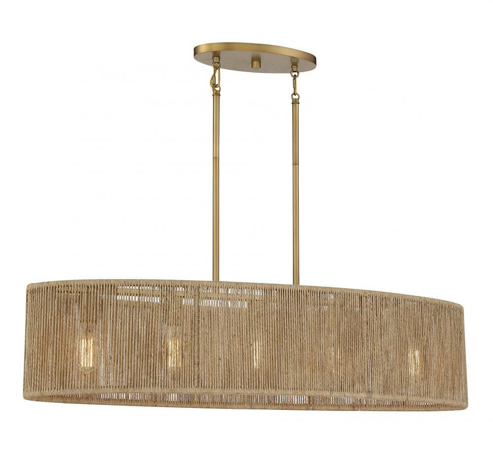 Savoy House Ashe 5-Light Chandelier Warm Brass and Rope