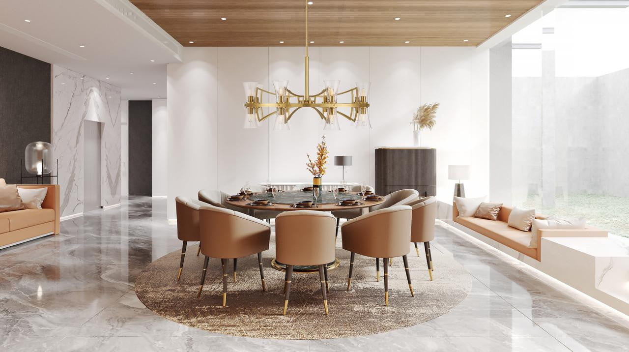 Savoy House Bennington Chandelier, 16-Light, Warm Brass, Glass Shade, 45"W (1-9705-16-322 ALRQG)