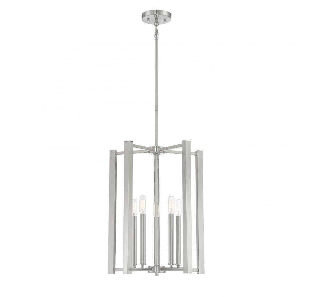 Savoy House Benson Pendant, 5-Light, Satin Nickel, 20"H (3-7701-5-SN AHWW8)