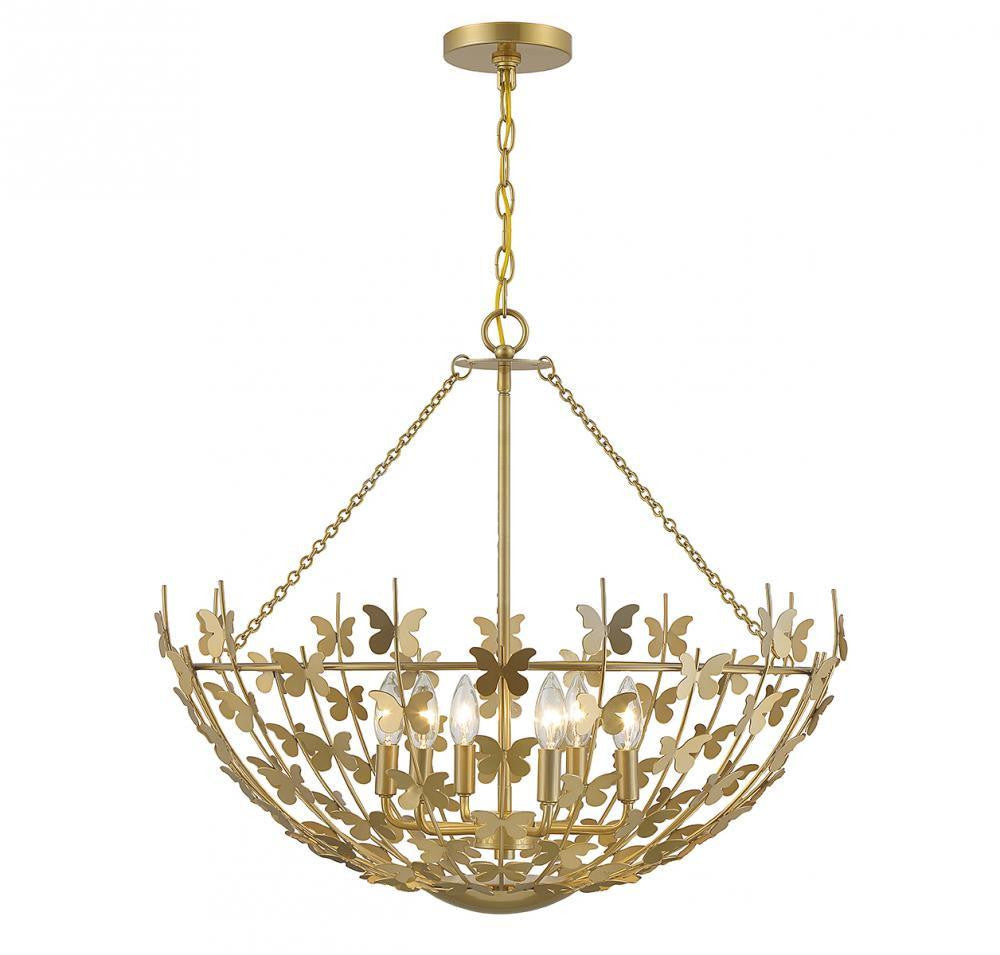 Savoy House Birch 6-Light Pendant Burnished Brass