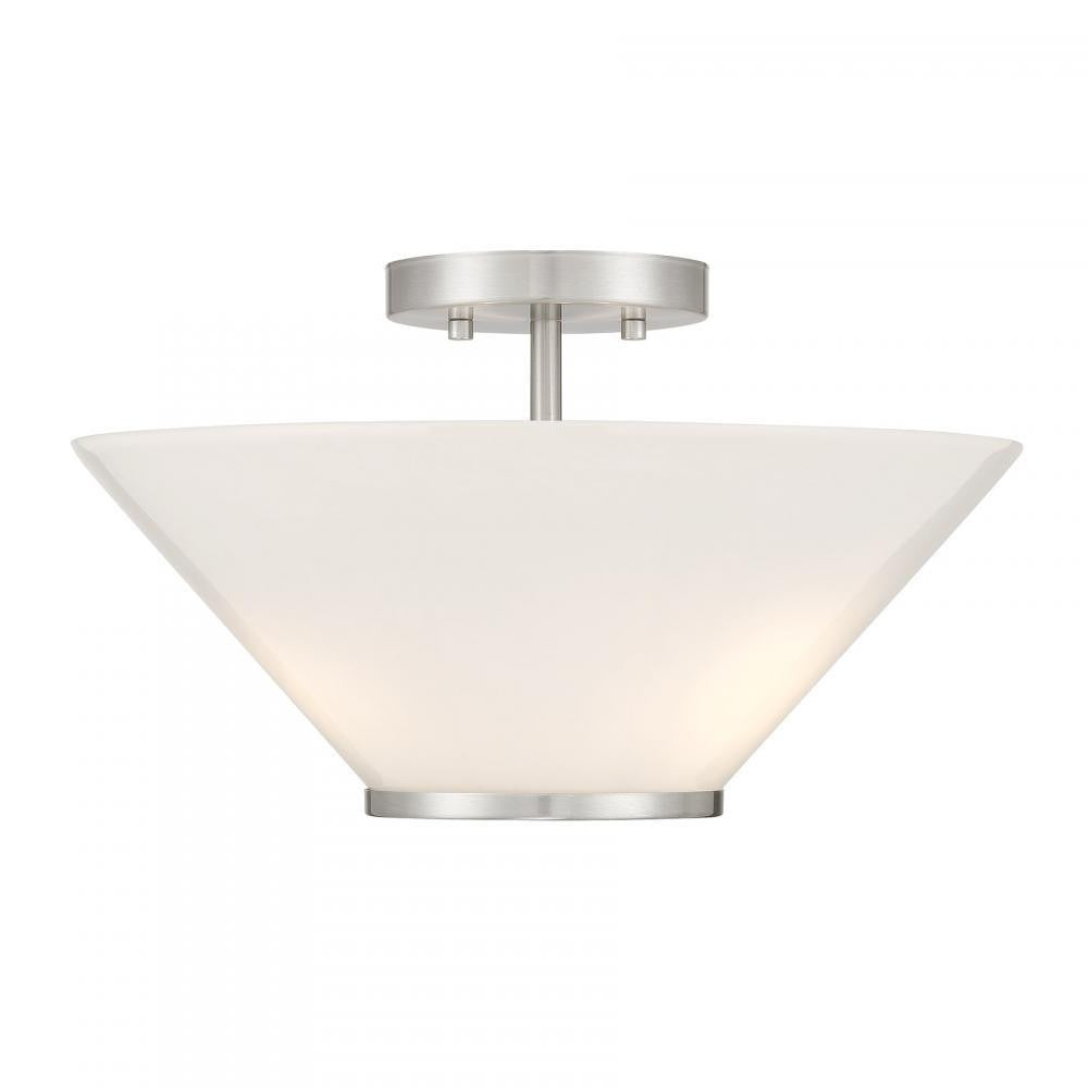 Savoy House Blair 3-Light Convertible Semi-Flush or Pendant Satin Nickel
