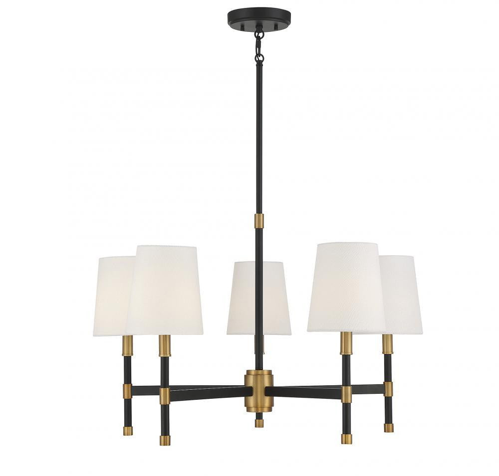 Savoy House Brody 5-Light Chandelier Matte Black with Warm Brass Accents