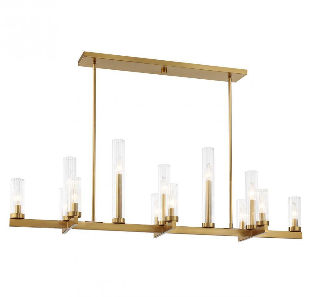 Savoy House Carina 13-Light Linear Chandelier Warm Brass