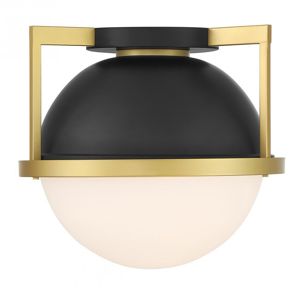 Savoy House Carlysle Flush Mount Matte Black with Warm Brass