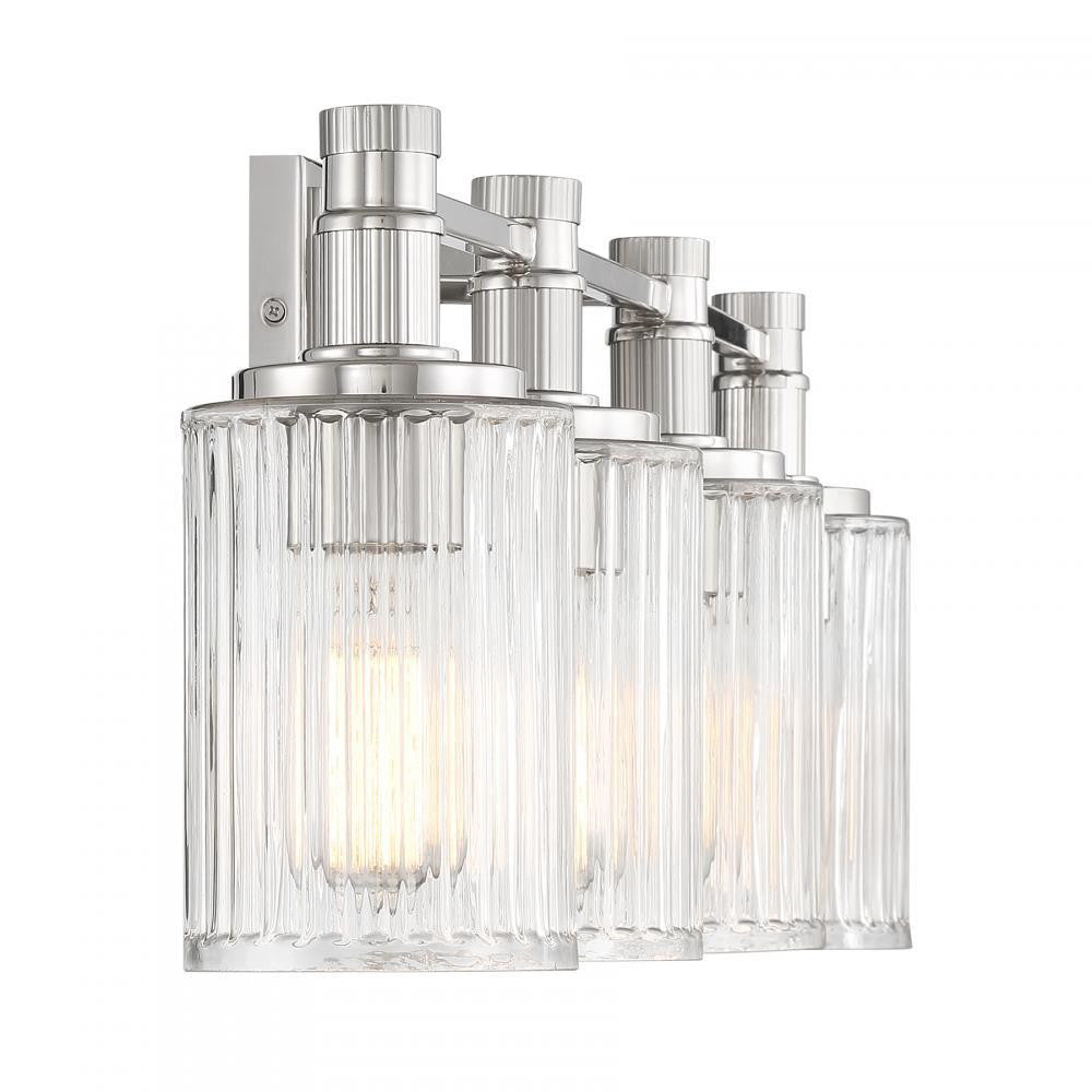 Savoy House Concord 4-Light Bathroom Vanity Light in Silver and Polished Nickel, Savoy House 8-1102-4-146 ALXM8