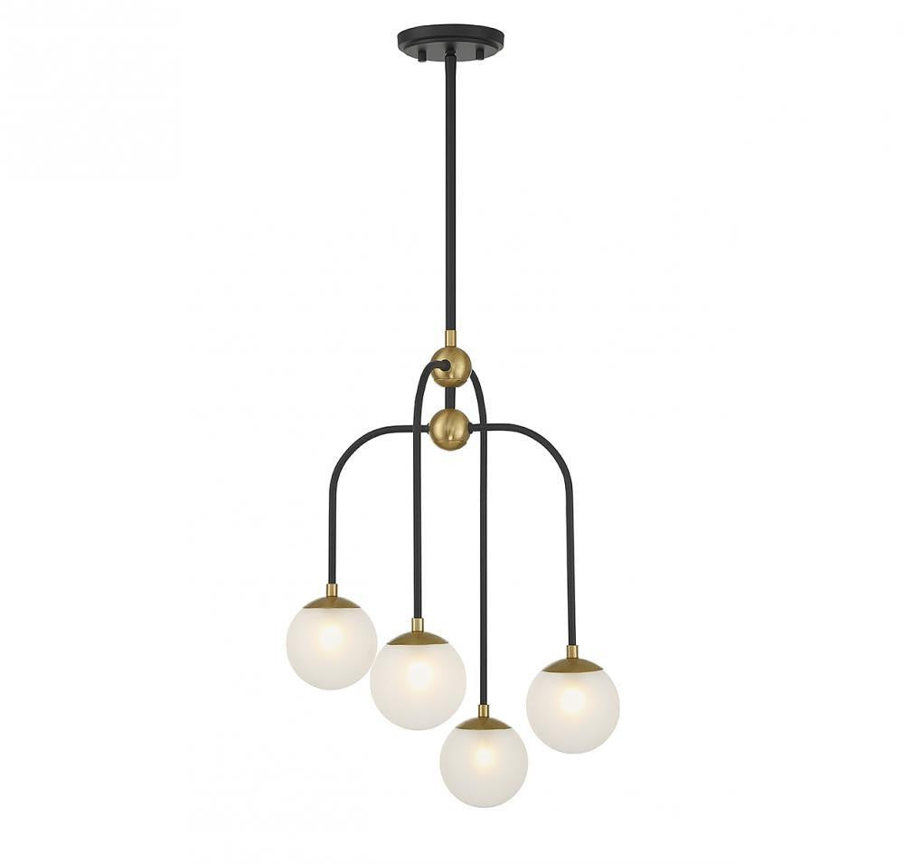 Savoy House Couplet 4-Light Chandelier Matte Black with Warm Brass