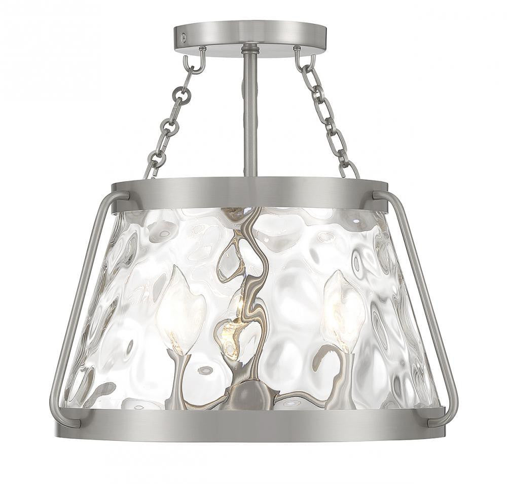 Savoy House Crawford 3-Light Semi-Flush Mount Satin Nickel
