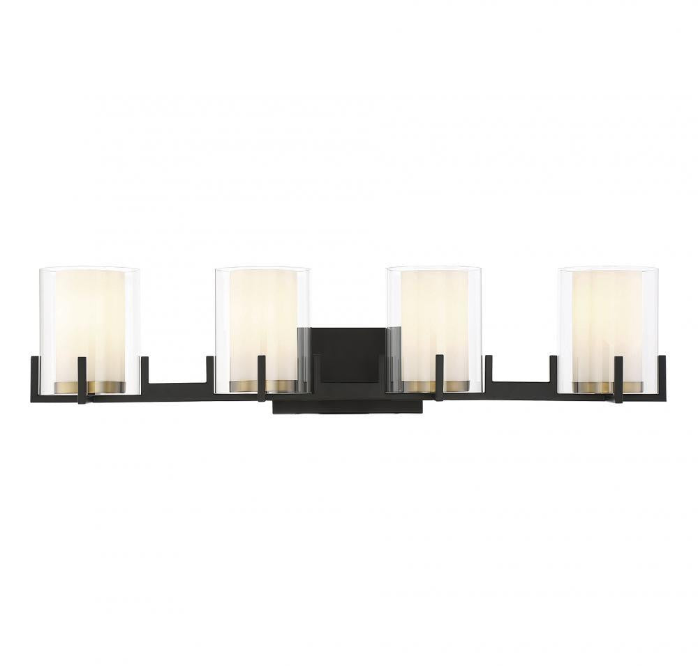 Savoy House Eaton 4-Light Bath Vanity Matte Black with Warm Brass Accents