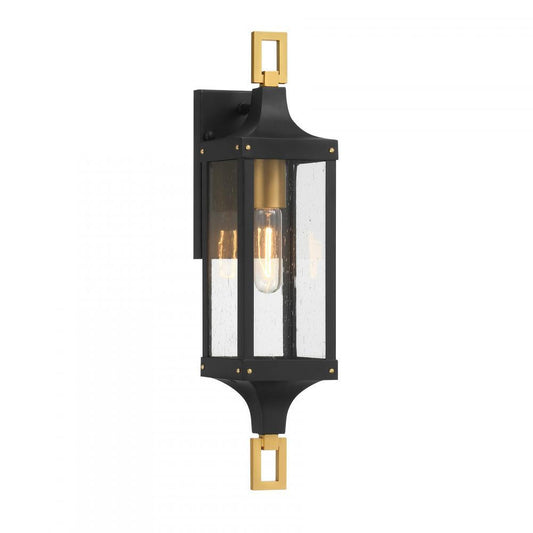 Savoy House Glendale 1-Light Outdoor Wall Lantern in Matte Black and Weathered Brushed Brass, Savoy House 5-275-144 ALXK2