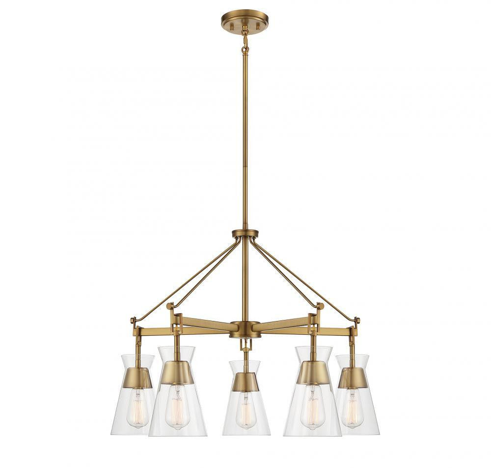 Savoy House Lakewood 5-Light Chandelier Warm Brass