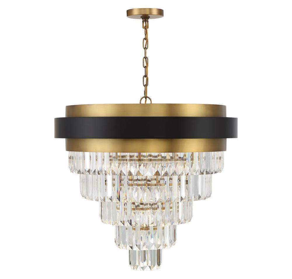 Savoy House Marquise 9-Light Chandelier Matte Black with Warm Brass Accents