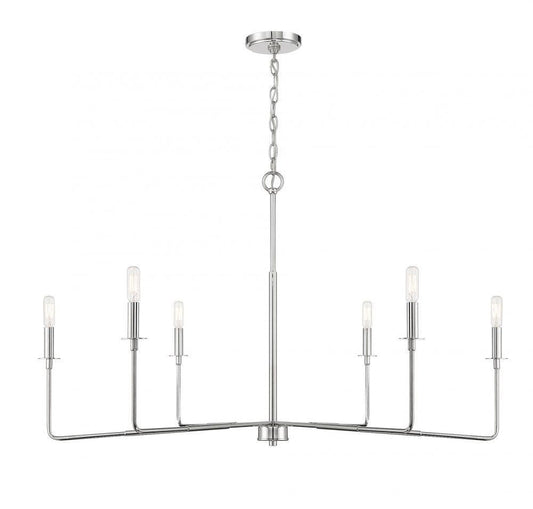 Savoy House Salerno Chandelier, 6-Light, Polished Nickel, 42"W (1-2221-6-109 AHVZJ)