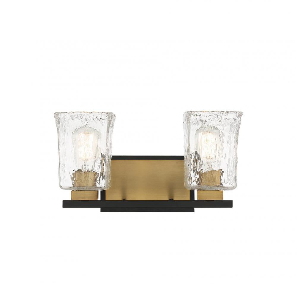 Savoy House Sidney 2-Light Bath Vanity Matte Black with Warm Brass Accents