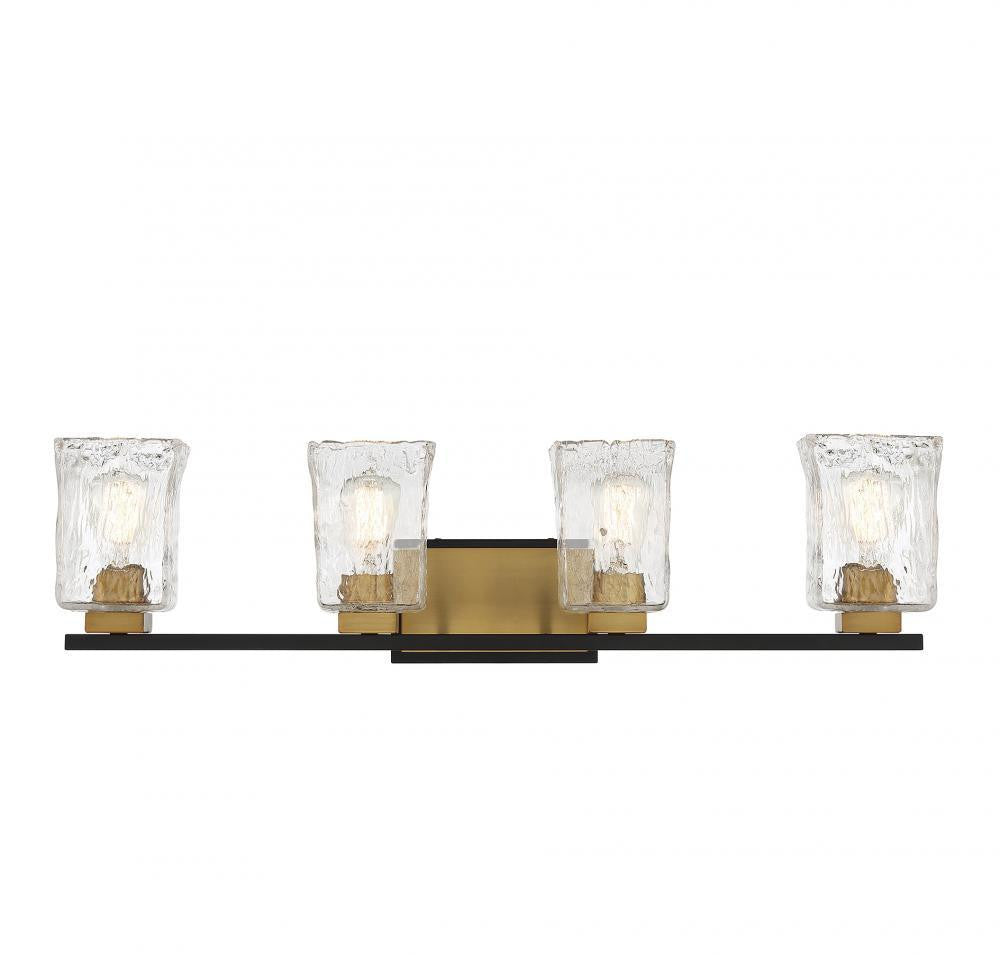 Savoy House Sidney 4-Light Bath Vanity Matte Black with Warm Brass Accents