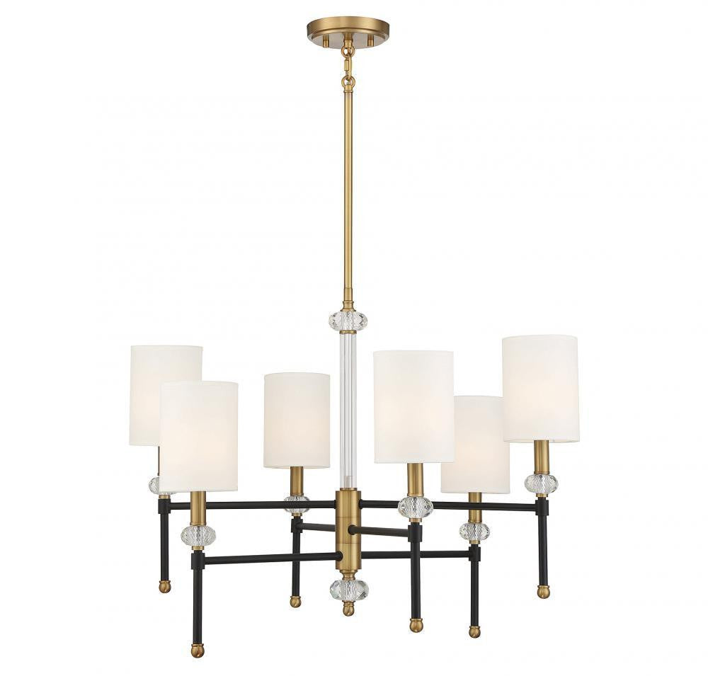 Savoy House Tivoli 6-Light Chandelier Matte Black with Warm Brass Accents
