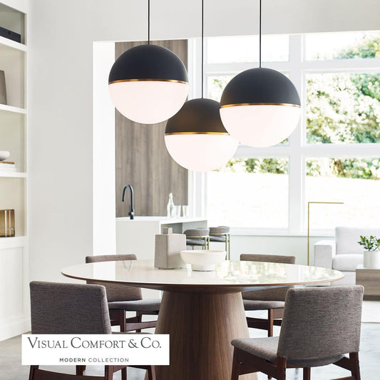 Visual Comfort Modern Akova X-Large Pendant Matte Black, Aged Brass