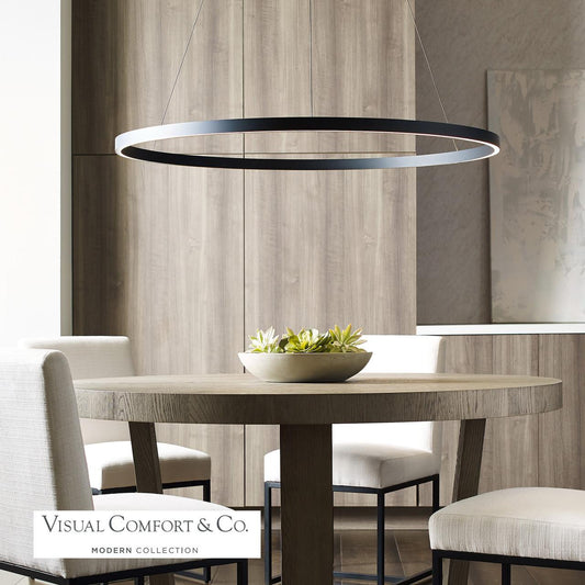 Visual Comfort & Co. Modern Collection Fiama Suspension, 1-Light, LED, Black, 48"W (700FIA48B-LED930 70PDJRW)