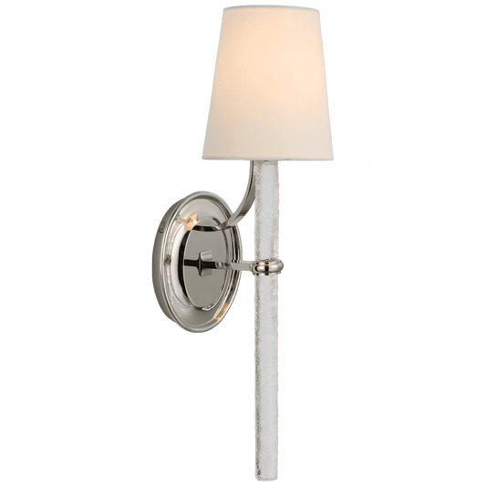 Visual Comfort Signature Abigail Large Wall Sconce Polished Nickel and Clear Wavy Glass