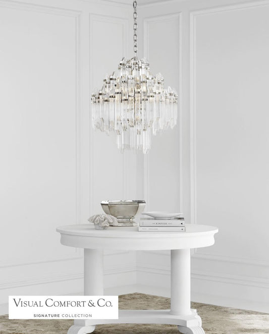 Visual Comfort & Co. Signature Collection Adele Chandelier, 6-Light, Polished Nickel, Clear Acrylic, 20"W (SK 5424PN-CA 2V3R3)