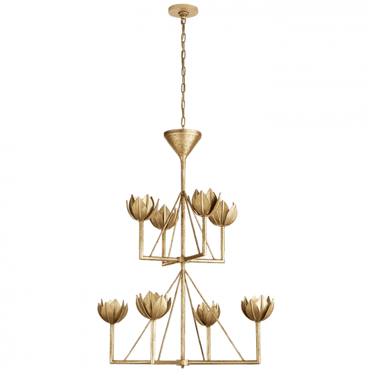 Visual Comfort Signature Alberto Medium Two Tier Chandelier Antique-Burnished Brass