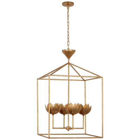 Visual Comfort Signature Alberto Large Open Cage Lantern Antique Gold Leaf