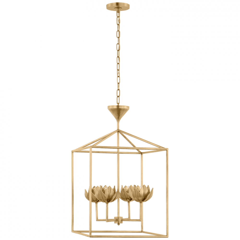 Visual Comfort Signature Alberto Medium Open Cage Lantern Antique-Burnished Brass