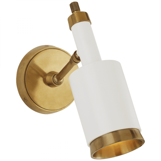 Visual Comfort Signature Anders Wall Sconce With Plug Hand-Rubbed Antique Brass and White
