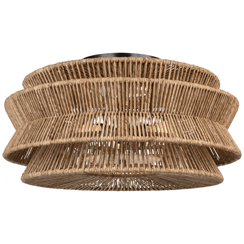 Visual Comfort Signature Antigua Grande Semi-Flush Mount Bronze and Natural Abaca