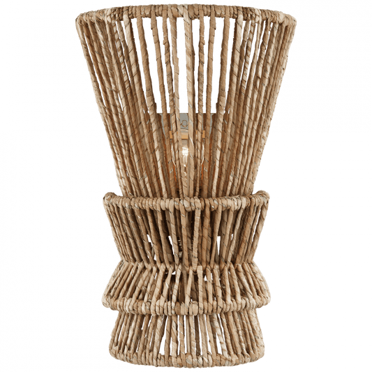 Visual Comfort Signature Antigua Medium Sconce Polished Nickel and Natural Abaca