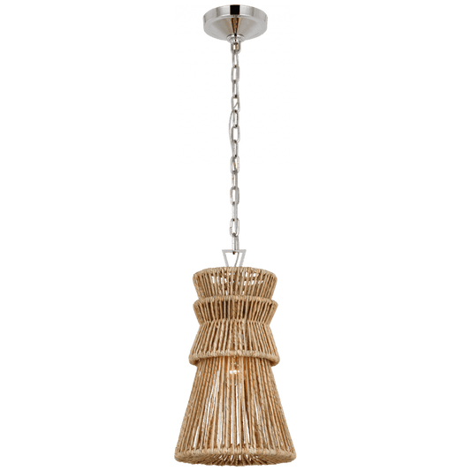 Visual Comfort Signature Antigua Pendant Polished Nickel and Natural Abaca