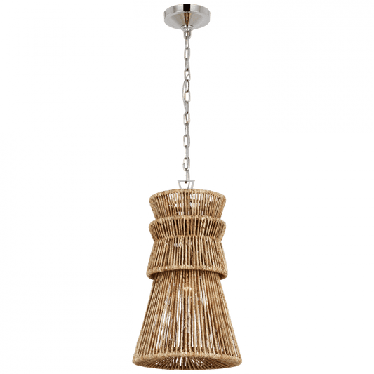 Visual Comfort Signature Antigua Pendant Polished Nickel and Natural Abaca