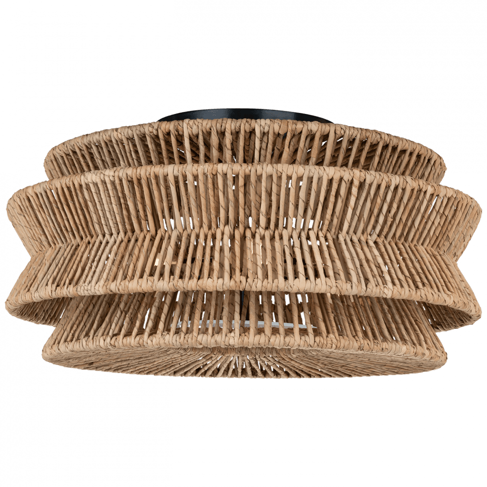 Visual Comfort Signature Antigua XL Drum Semi-Flush Mount Bronze and Natural Abaca
