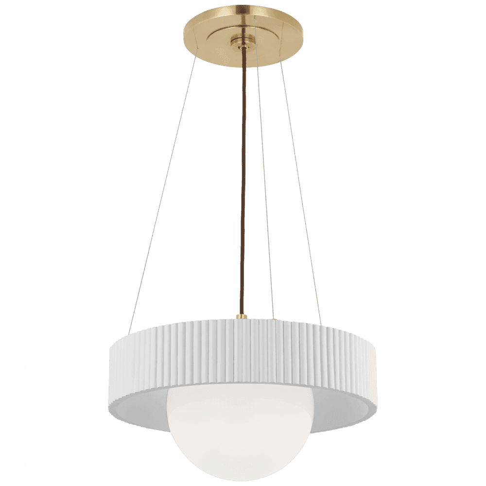 Visual Comfort Signature Arena 18 Hand-Rubbed Antique Brass and White Glass