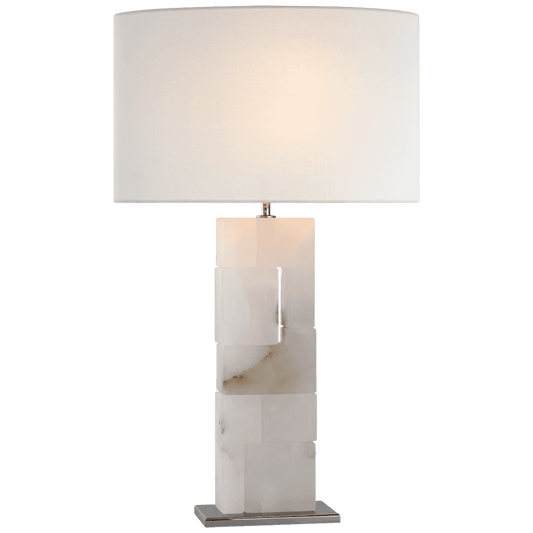 Visual Comfort Signature Ashlar Large Table Lamp Alabaster and Hand-Rubbed Antique Brass
