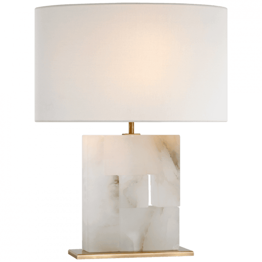 Visual Comfort Signature Ashlar Medium Table Lamp Alabaster and Hand-Rubbed Antique Brass