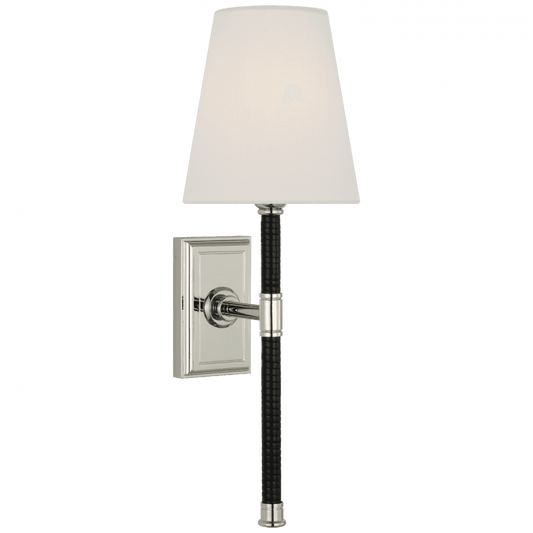Visual Comfort Signature Basden 16 Polished Nickel and Black Rattan