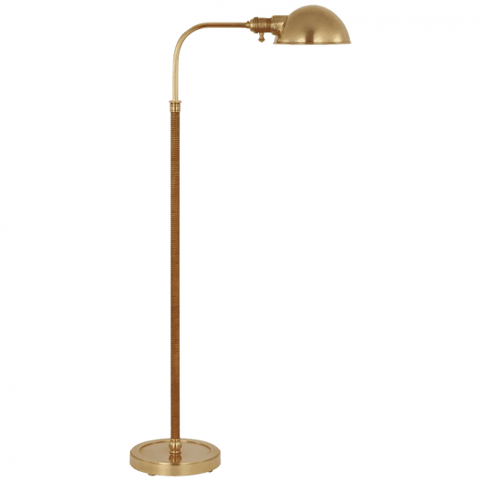 Visual Comfort Signature Basden Medium Pharmacy Lamp Antique-Burnished Brass and Natural Rattan