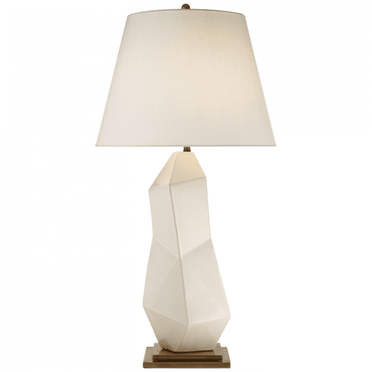 Visual Comfort Signature Bayliss Table Lamp White Leather Ceramic