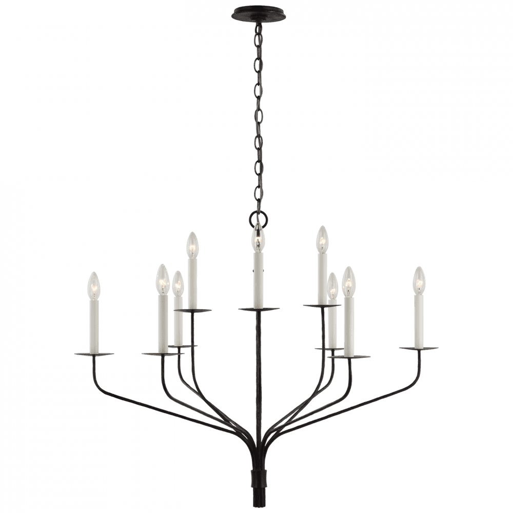Visual Comfort Signature Belfair Large Two-Tier Chandelier Aged Iron