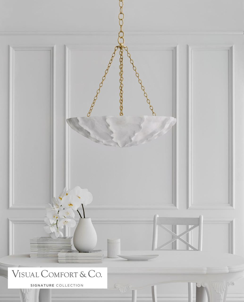 Visual Comfort Signature Benit Chandelier Burnished Silver Leaf