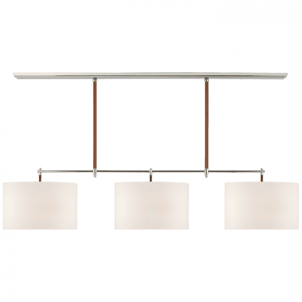 Visual Comfort Signature Bryant Large Wrapped Billiard Polished Nickel and Natural Leather