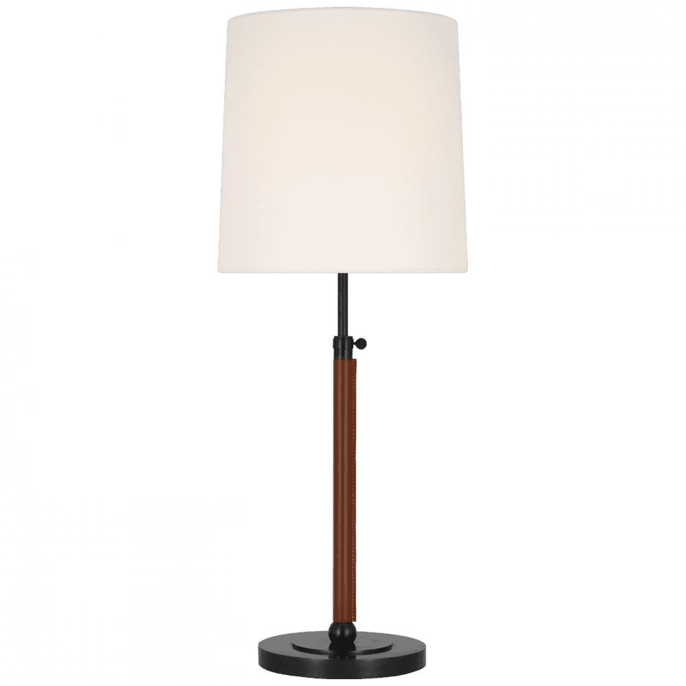 Visual Comfort Signature Bryant Large Wrapped Table Lamp Bronze and Saddle Leather