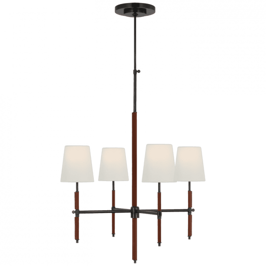 Visual Comfort Signature Bryant Small Wrapped Chandelier Bronze and Saddle Leather