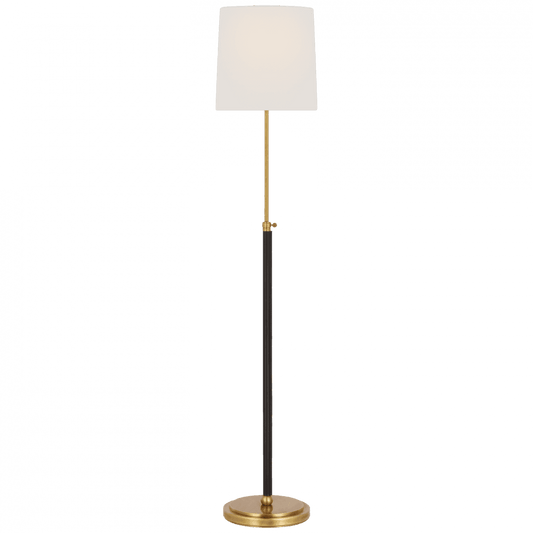 Visual Comfort Signature Bryant Wrapped Floor Lamp Hand-Rubbed Antique Brass and Chocolate Lea