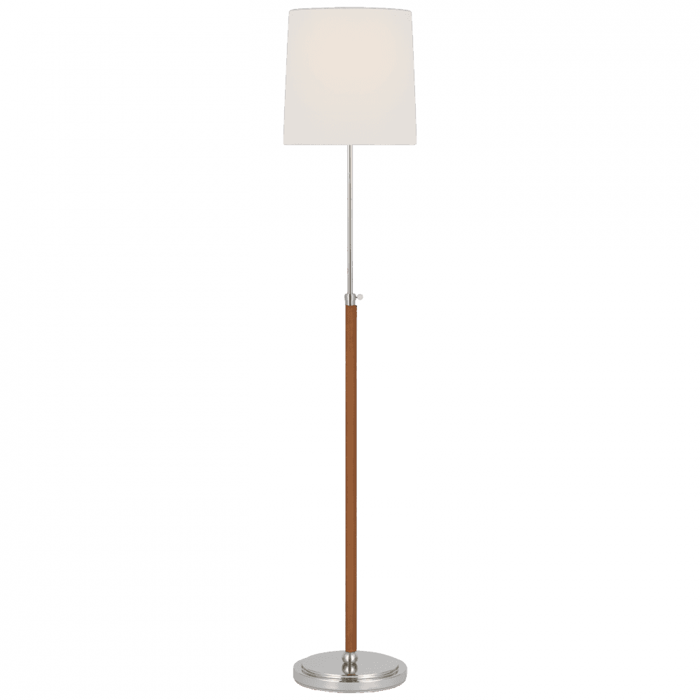 Visual Comfort Signature Bryant Wrapped Floor Lamp Polished Nickel and Natural Leather