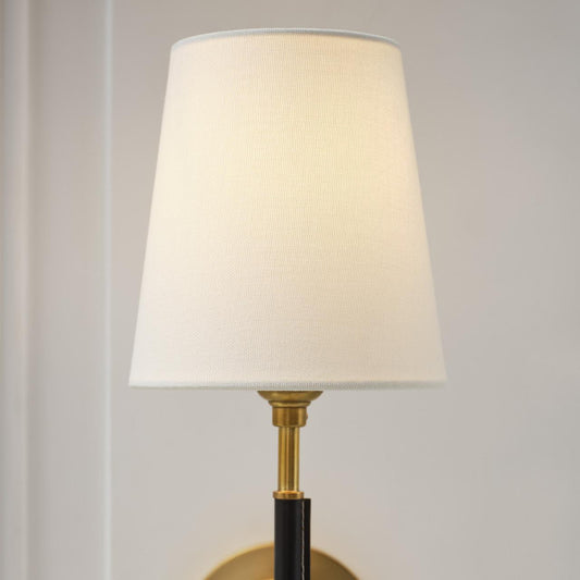 Visual Comfort Signature Bryant Wrapped Sconce Polished Nickel and Natural Leather